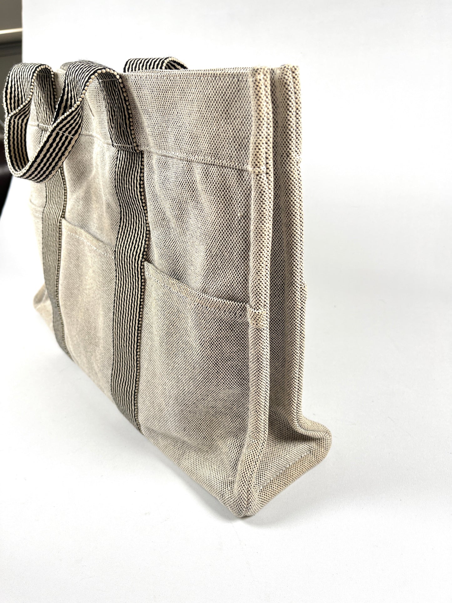 HERMÈS - GRAY COTTON CANVAS FOURRE-TOUT GM TOTE