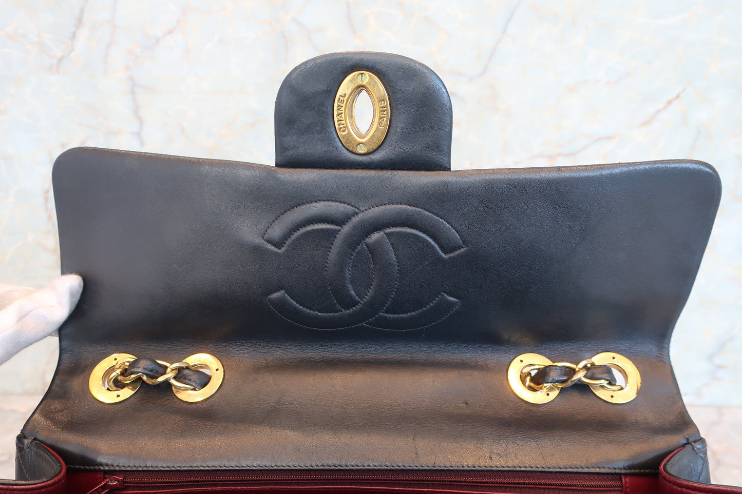 CHANEL/シャネル デカマトラッセシングルフラップチェーンショルダーバッグ ラムスキン ブラック/ゴールド金具 ショルダーバッグ 700070151