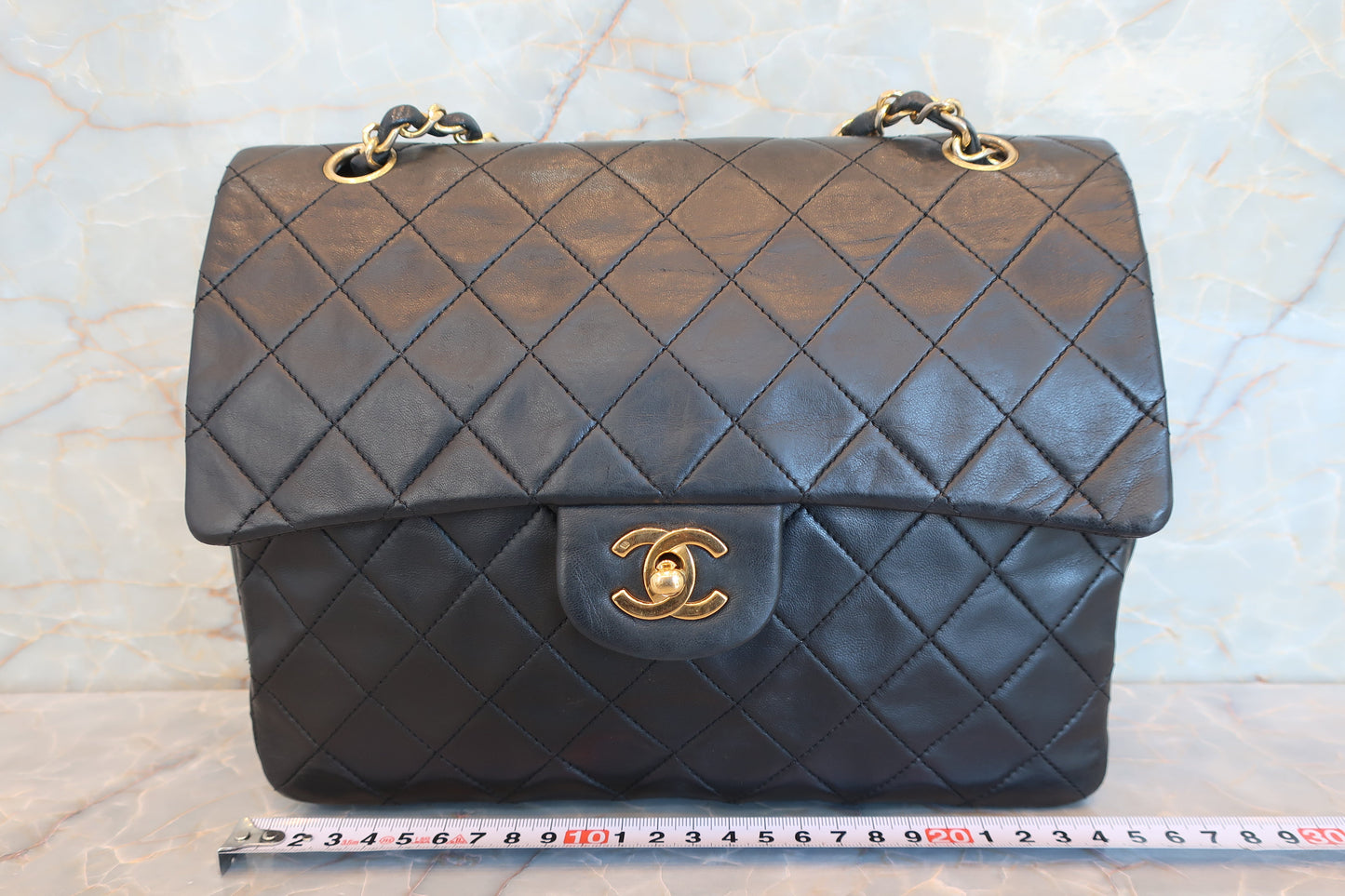 CHANEL/シャネル マトラッセWフラップWチェーンショルダーバッグ ラムスキン ブラック/ゴールド金具 ショルダーバッグ 700070159