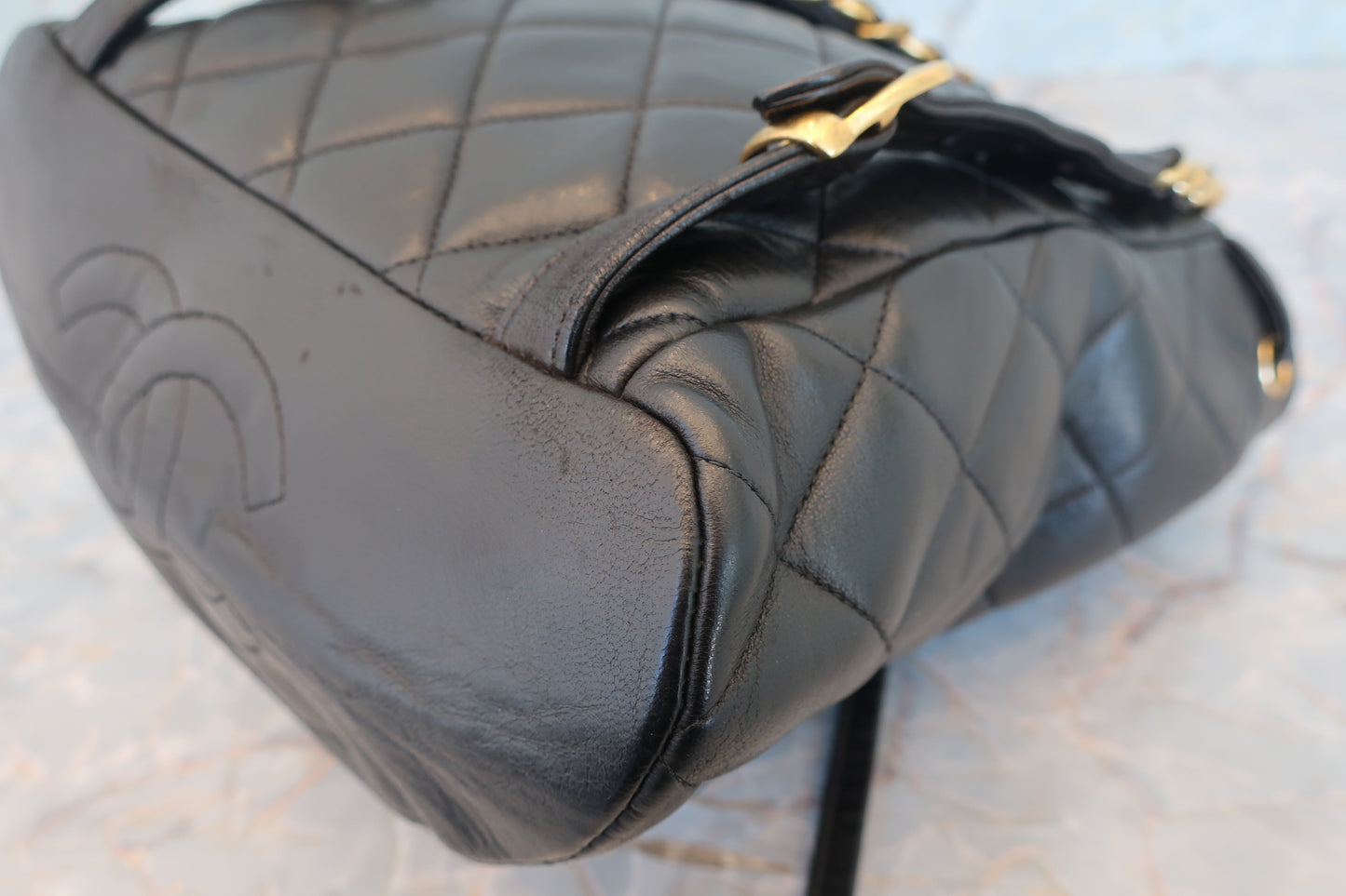 CHANEL/シャネル マトラッセチェーンリュック ラムスキン ブラック/ゴールド金具 リュック 700070193