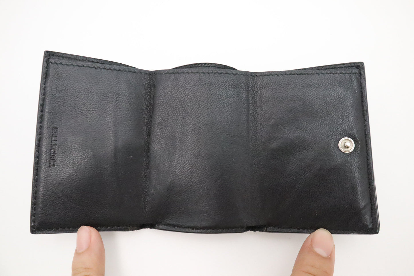 Balenciaga Compact Wallet in Black Graffiti Leather