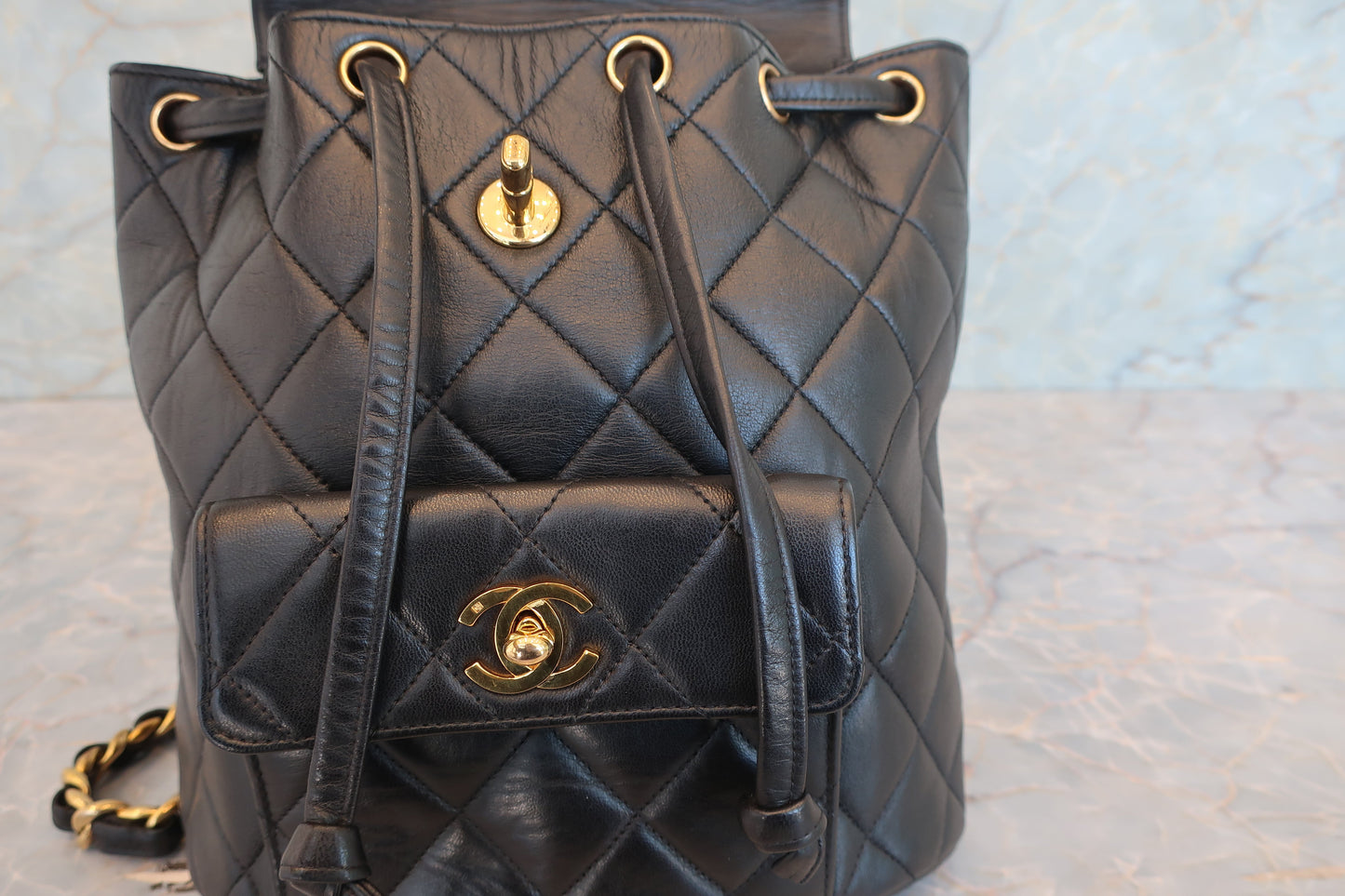 CHANEL/シャネル マトラッセチェーンリュック ラムスキン ブラック/ゴールド金具 リュック 700070193