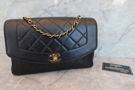 CHANEL/シャネル ダイアナマトラッセチェーンショルダーバッグ ラムスキン ブラック/ゴールド金具 ショルダーバッグ 700070186