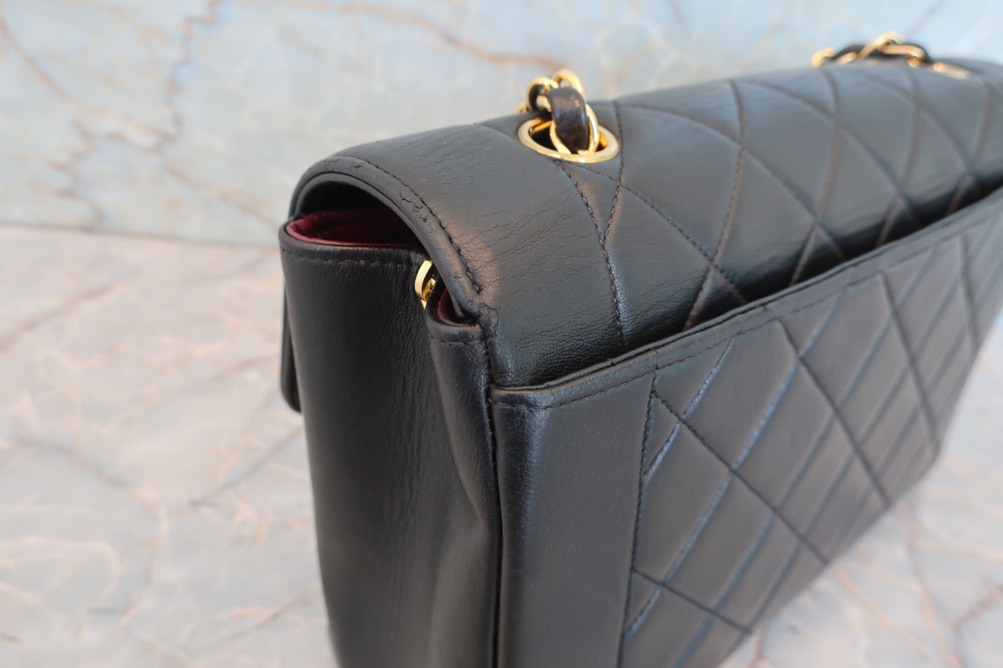 CHANEL/シャネル ダイアナマトラッセチェーンショルダーバッグ ラムスキン ブラック/ゴールド金具 ショルダーバッグ 700070186