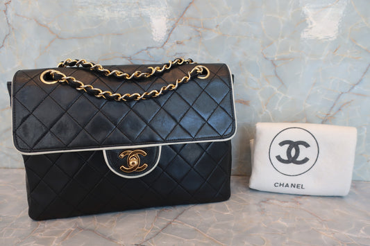 CHANEL/シャネル マトラッセバイカラーチェーンショルダーバッグ ラムスキン ブラック/ホワイト/ゴールド金具 ショルダーバッグ 700070158