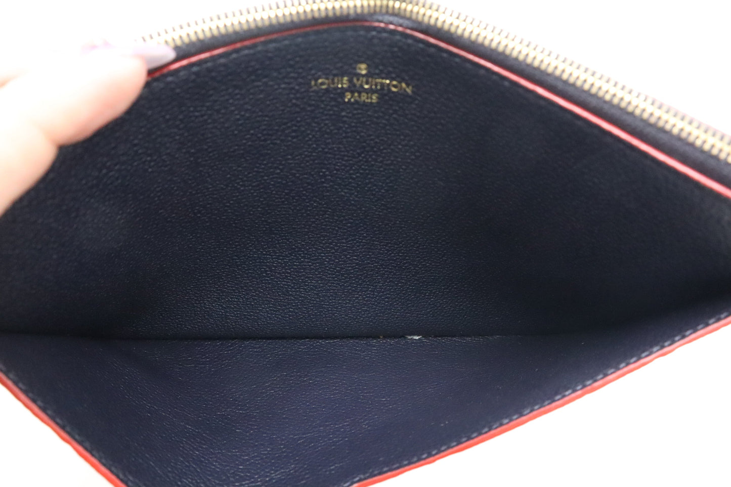 Louis Vuitton Pochette Melanie MM in Marine Rouge Empreinte Leather