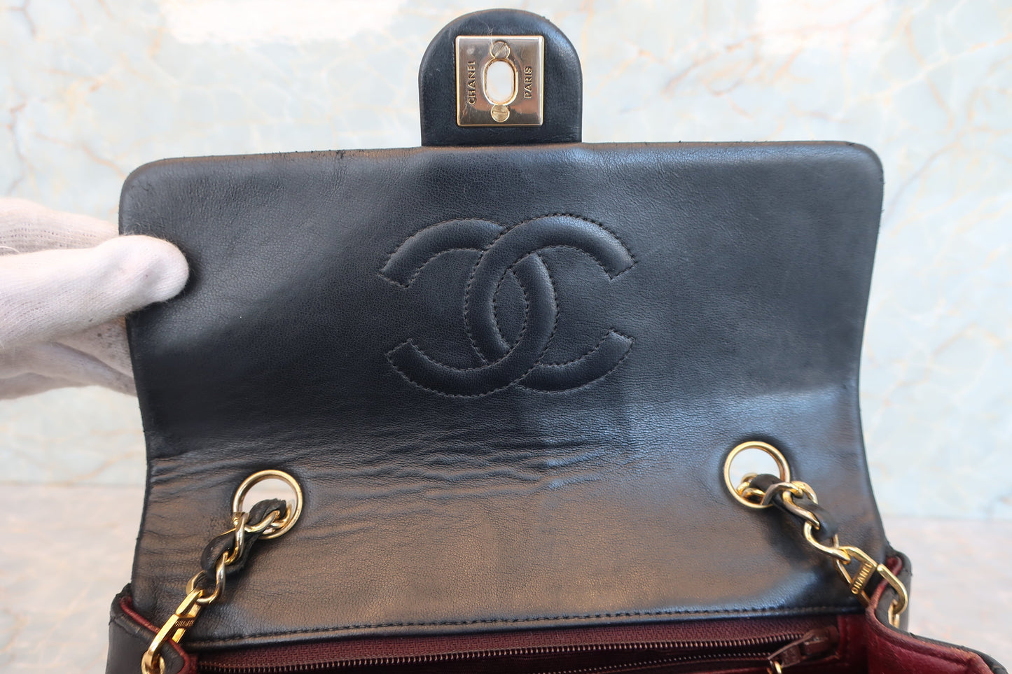 CHANEL/シャネル ミニマトラッセシングルフラップチェーンショルダーバッグ ラムスキン ブラック/ゴールド金具 ショルダーバッグ 700070157