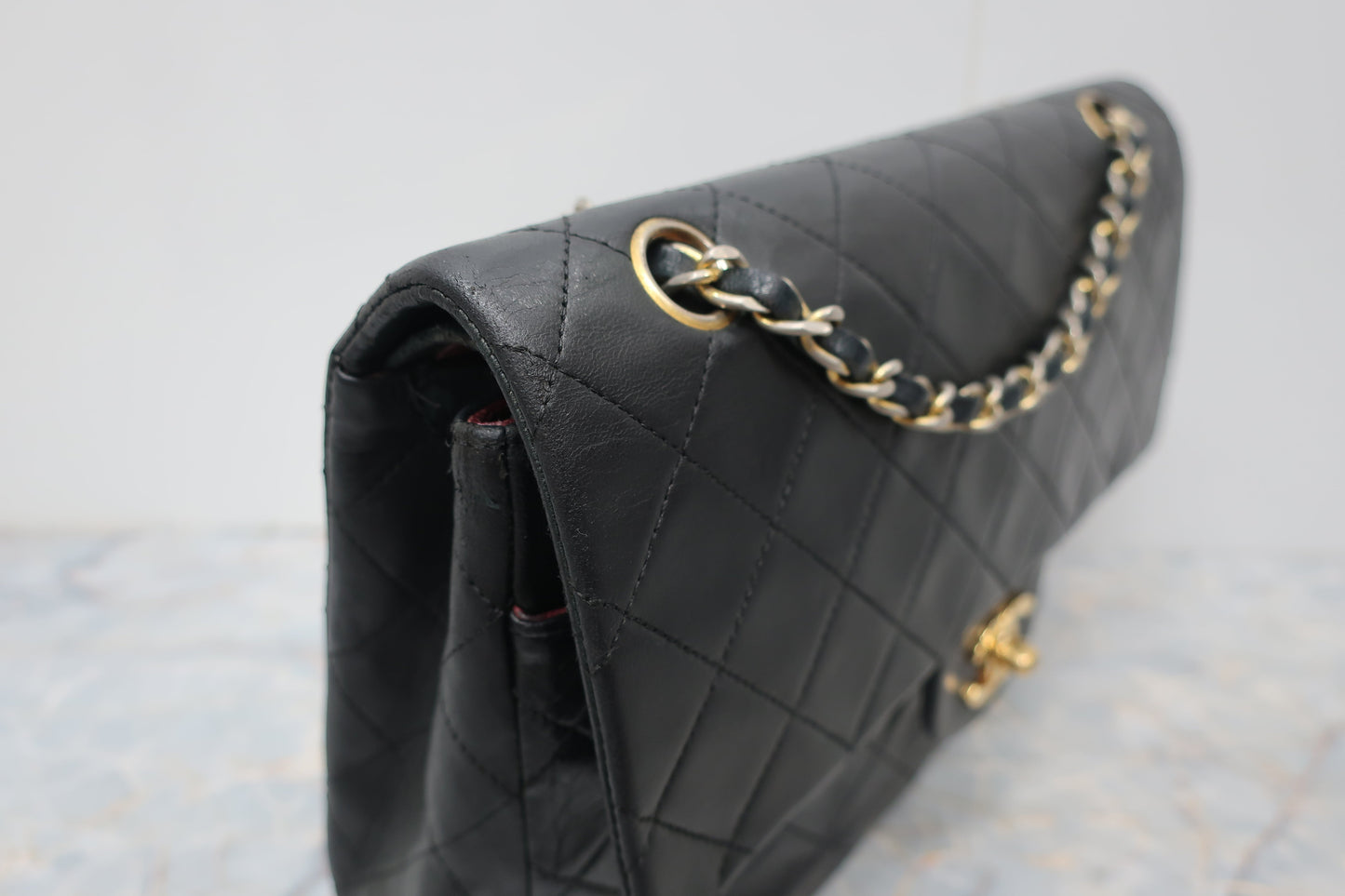CHANEL/シャネル マトラッセWフラップWチェーンショルダーバッグ ラムスキン ブラック/ゴールド金具 ショルダーバッグ 700070112