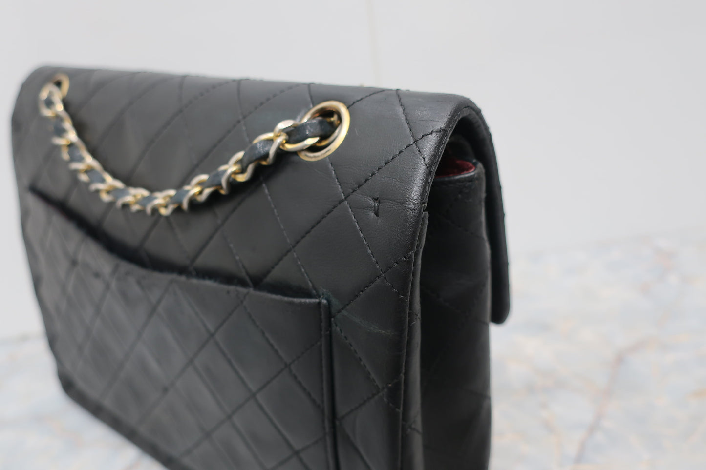 CHANEL/シャネル マトラッセWフラップWチェーンショルダーバッグ ラムスキン ブラック/ゴールド金具 ショルダーバッグ 700070112
