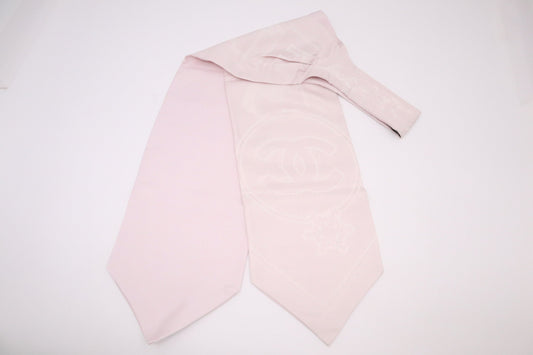 Chanel Snowflakes and Stars Scarf Tie in Pink Silk