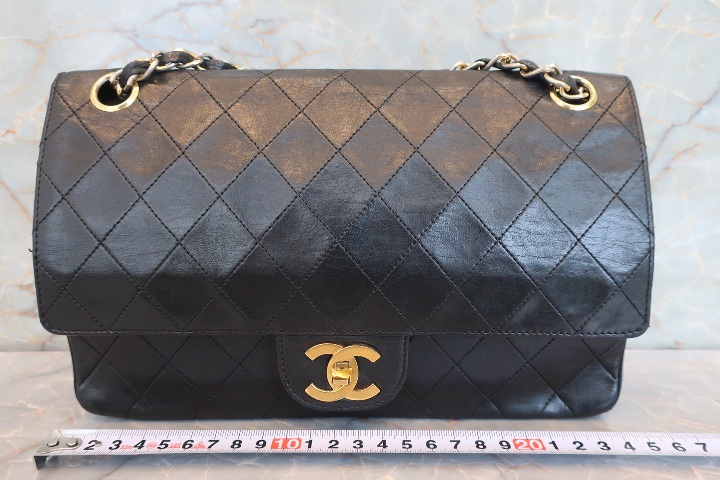 CHANEL/シャネル マトラッセWフラップWチェーンショルダーバッグ ラムスキン ブラック/ゴールド金具 ショルダーバッグ 700060191