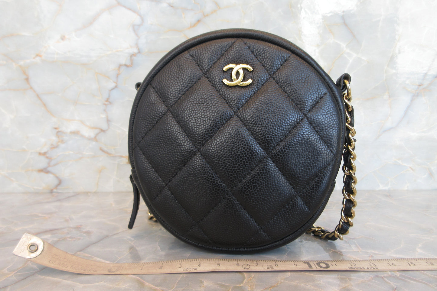 CHANEL/シャネル マトラッセラウンドチェーンショルダーバッグ キャビアスキン ブラック/ゴールド金具 ショルダーバッグ 700070224