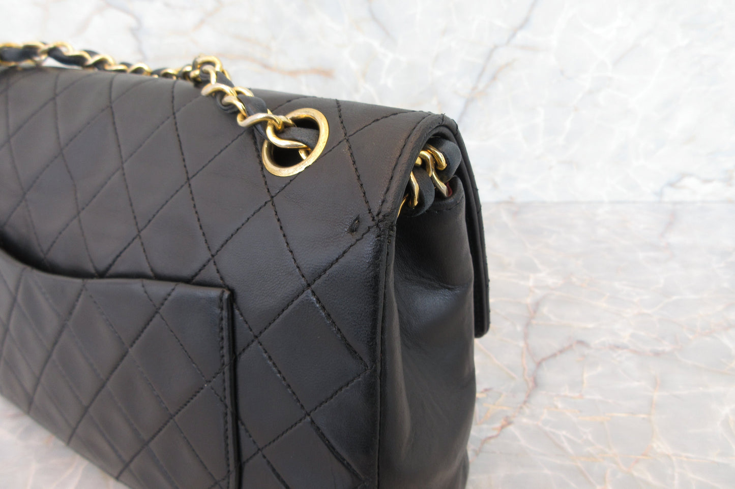 CHANEL/シャネル マトラッセＷフラップチェーンショルダーバッグ ラムスキン ブラック/ゴールド金具 ショルダーバッグ 700070217
