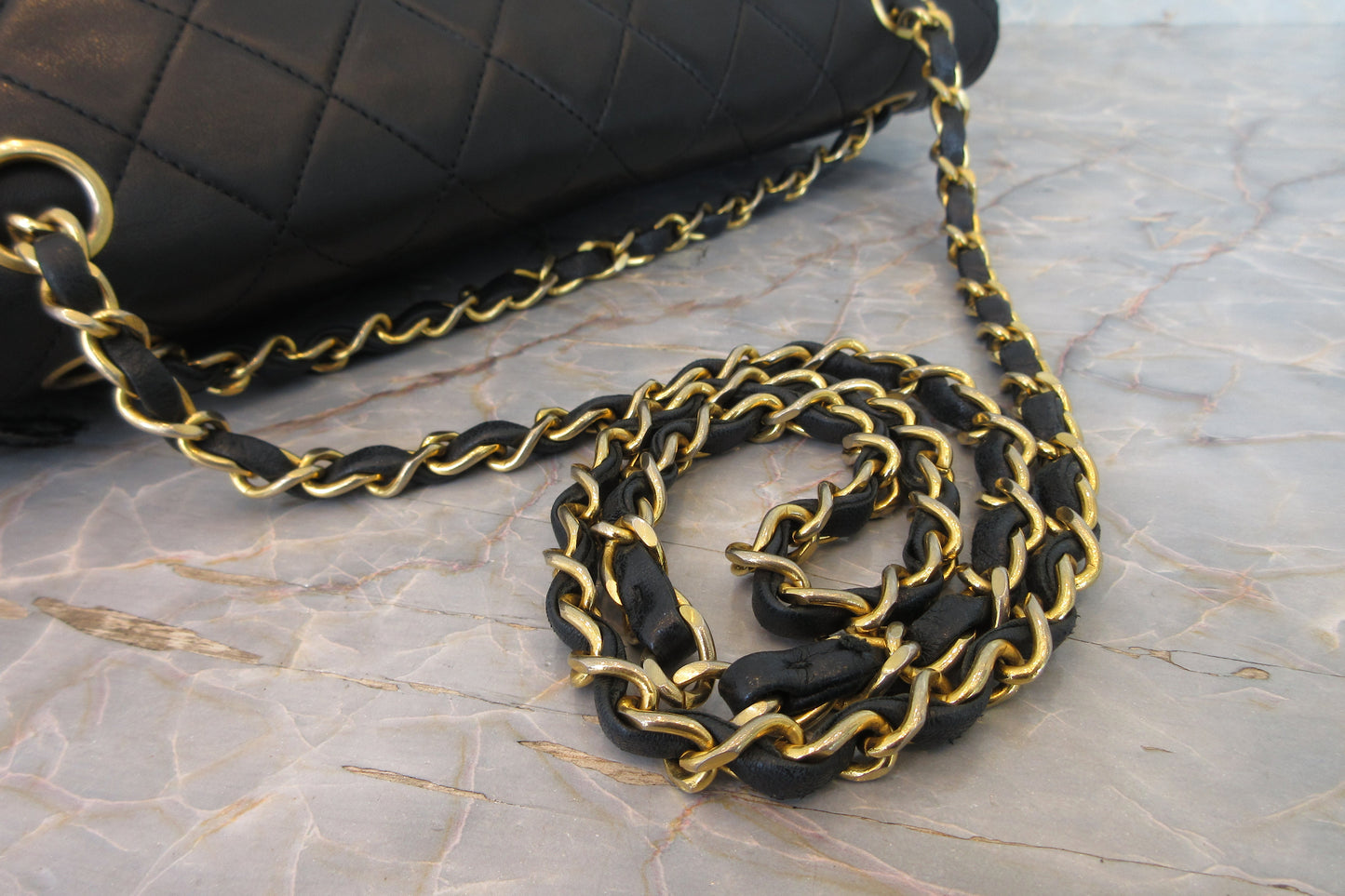 CHANEL/シャネル マトラッセＷフラップチェーンショルダーバッグ ラムスキン ブラック/ゴールド金具 ショルダーバッグ 700070217