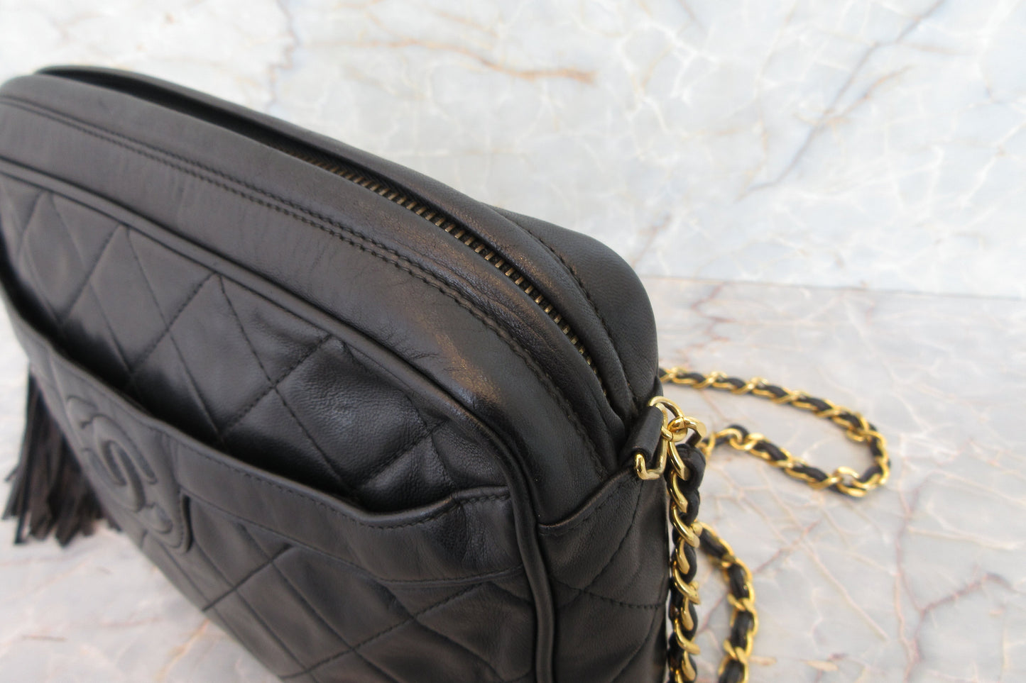 CHANEL/シャネル マトラッセフリンジチェーンショルダーバッグ ラムスキン ブラック/ゴールド金具 ショルダーバッグ 700070212