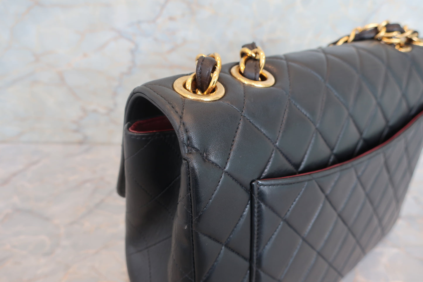 CHANEL/シャネル 中マトラッセシングルフラップチェーンショルダーバッグ ラムスキン ブラック/ゴールド金具 ショルダーバッグ 700050046
