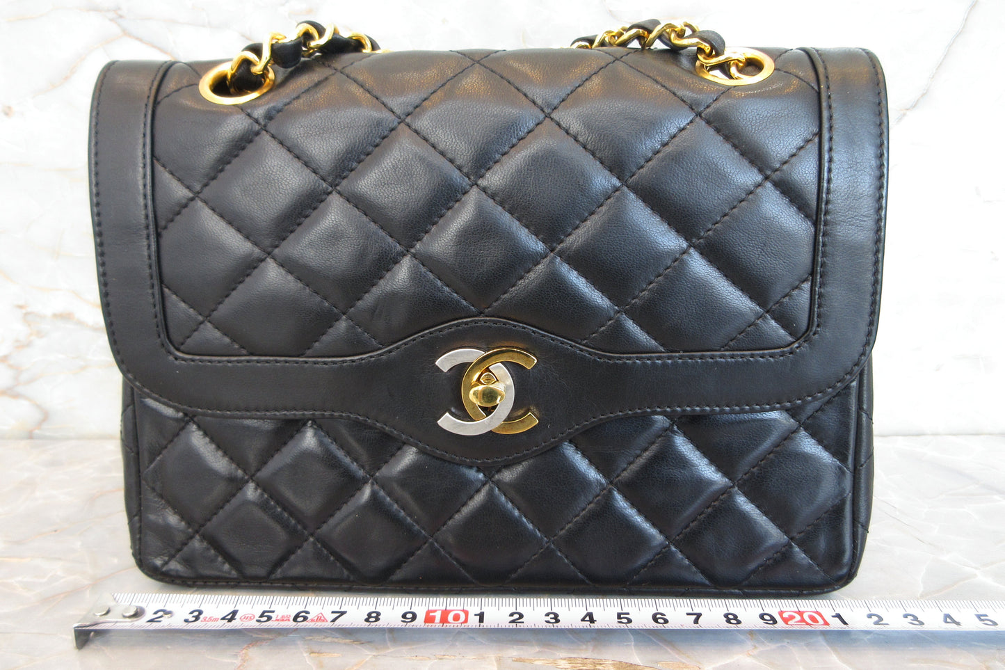 CHANEL/シャネル パリ限定ミニマトラッセダブルフラップチェーンショルダーバッグ ラムスキン ブラック/ゴールド金具 ショルダーバッグ 700070274