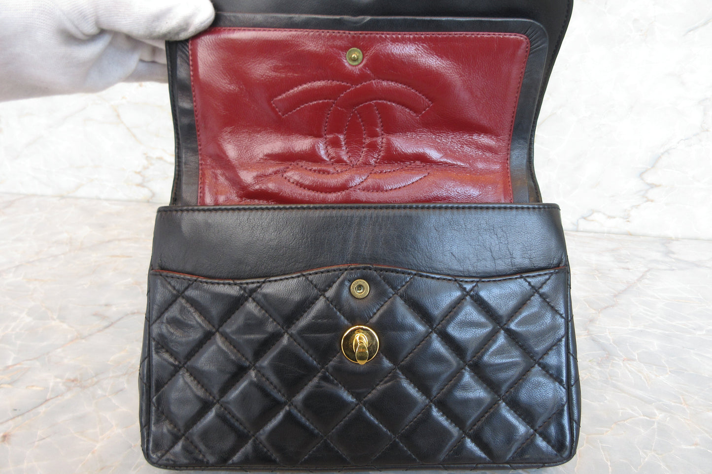 CHANEL/シャネル パリ限定ミニマトラッセダブルフラップチェーンショルダーバッグ ラムスキン ブラック/ゴールド金具 ショルダーバッグ 700070274