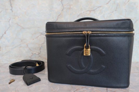 CHANEL/シャネル ココマーク2WAYチェーンショルダーバッグ キャビアスキン ブラック/ゴールド金具 バニティ 700070262