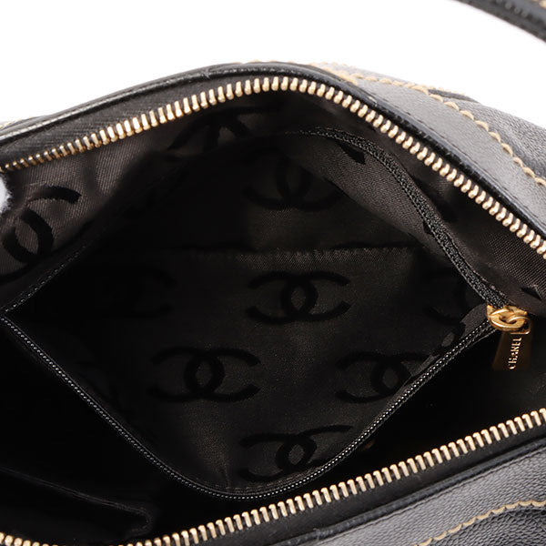 Chanel Around 2005 Made Caviar Skin Wild Stitch Cc Mark Shoulder Bag Black