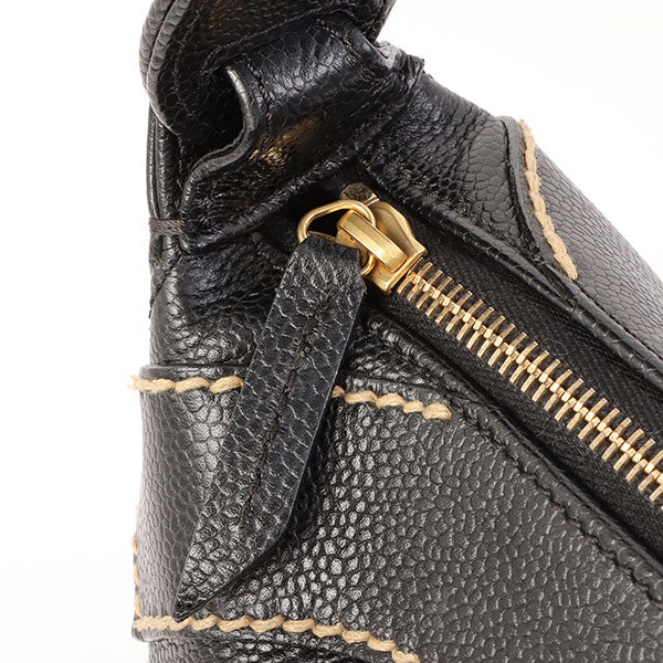 Chanel Around 2005 Made Caviar Skin Wild Stitch Cc Mark Shoulder Bag Black