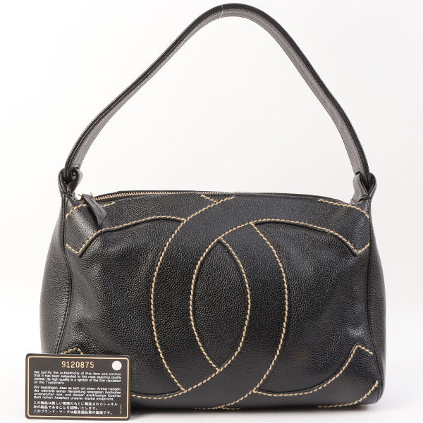 Chanel Around 2005 Made Caviar Skin Wild Stitch Cc Mark Shoulder Bag Black