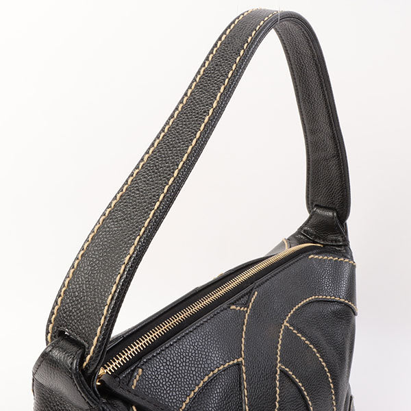 Chanel Around 2005 Made Caviar Skin Wild Stitch Cc Mark Shoulder Bag Black