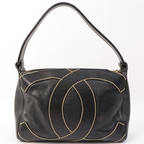Chanel Around 2005 Made Caviar Skin Wild Stitch Cc Mark Shoulder Bag Black