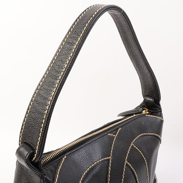 Chanel Around 2005 Made Caviar Skin Wild Stitch Cc Mark Shoulder Bag Black