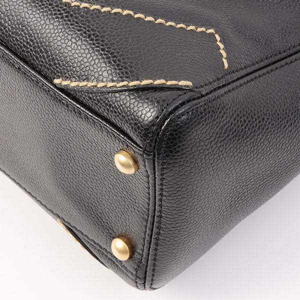 Chanel Around 2005 Made Caviar Skin Wild Stitch Cc Mark Shoulder Bag Black