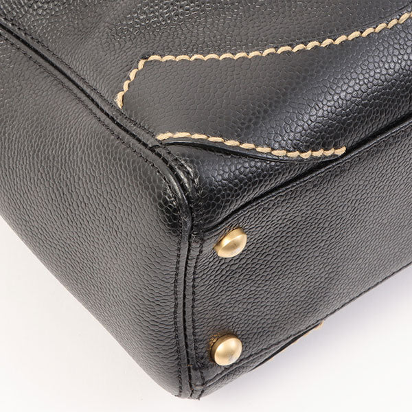 Chanel Around 2005 Made Caviar Skin Wild Stitch Cc Mark Shoulder Bag Black