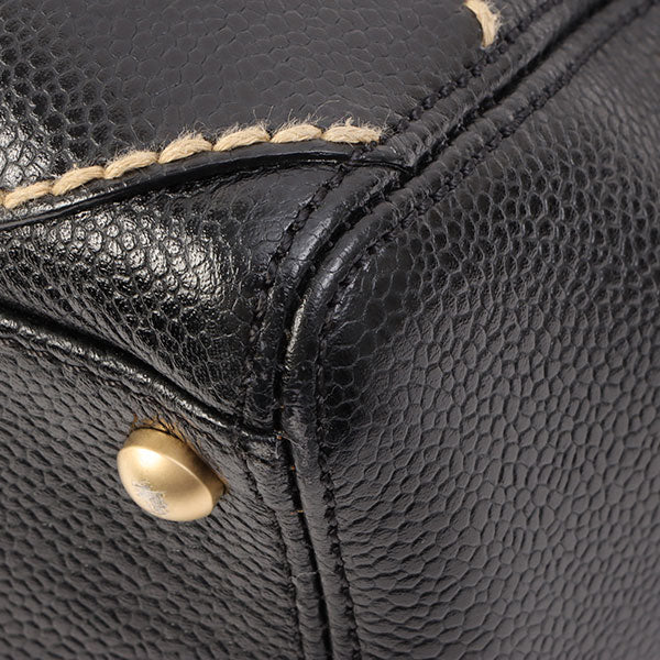 Chanel Around 2005 Made Caviar Skin Wild Stitch Cc Mark Shoulder Bag Black