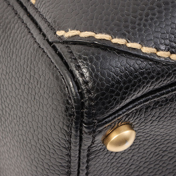 Chanel Around 2005 Made Caviar Skin Wild Stitch Cc Mark Shoulder Bag Black