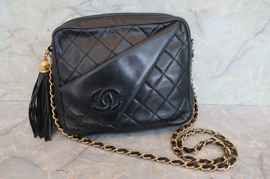 CHANEL/シャネル マトラッセフリンジチェーンショルダーバッグ ラムスキン ブラック/ゴールド金具 ショルダーバッグ 700070252