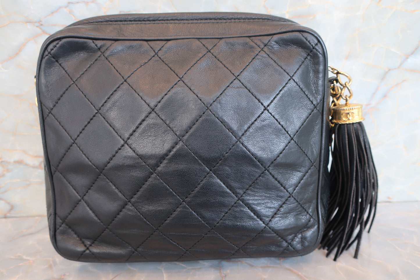 CHANEL/シャネル マトラッセフリンジチェーンショルダーバッグ ラムスキン ブラック/ゴールド金具 ショルダーバッグ 700070252