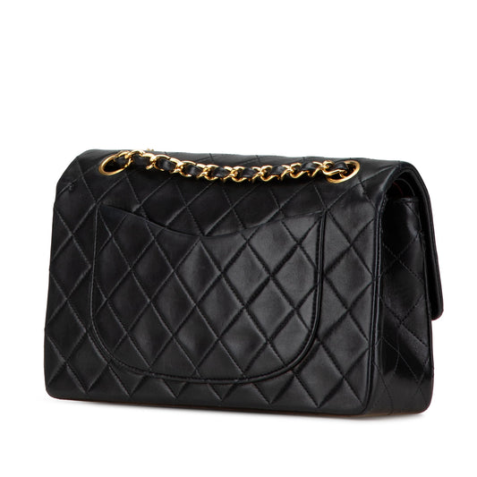 Black Chanel Small Classic Lambskin Double Flap Shoulder Bag