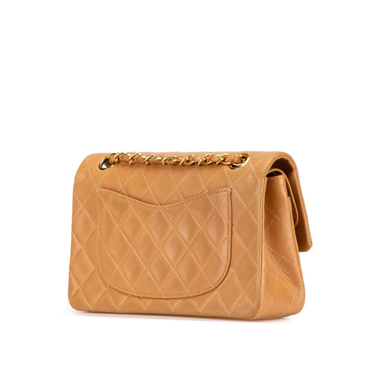 Orange Chanel Small Classic Lambskin Double Flap Shoulder Bag
