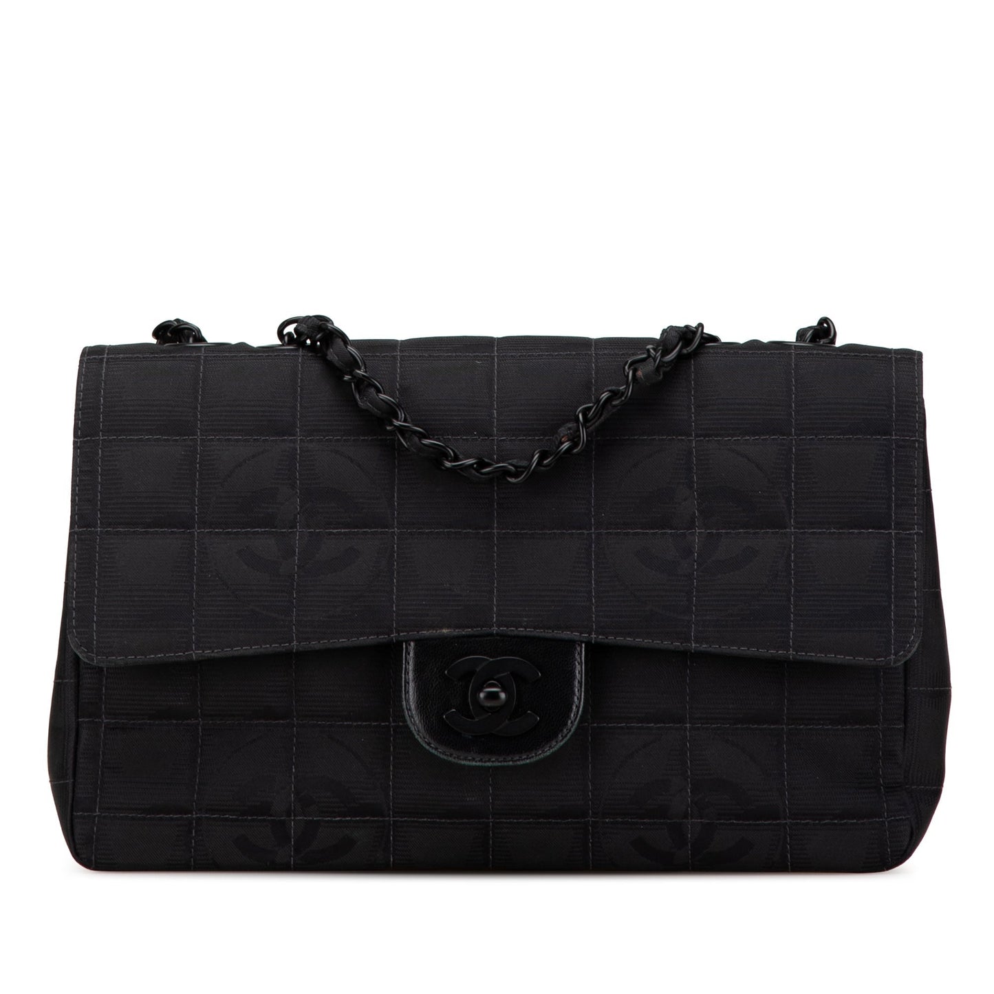 Black Chanel Medium New Travel Line Single Flap Shoulder Bag