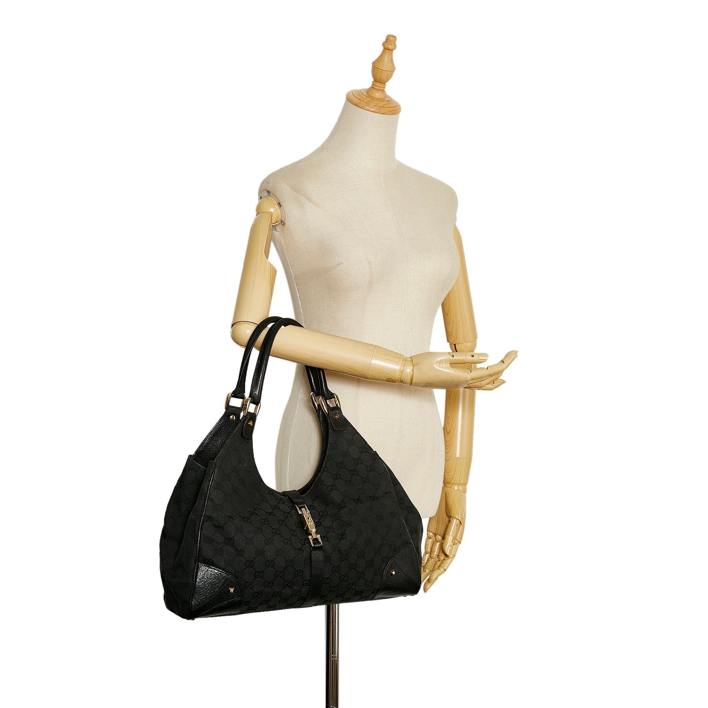 Gucci GG Canvas Nailhead Jackie Shoulder Bag
