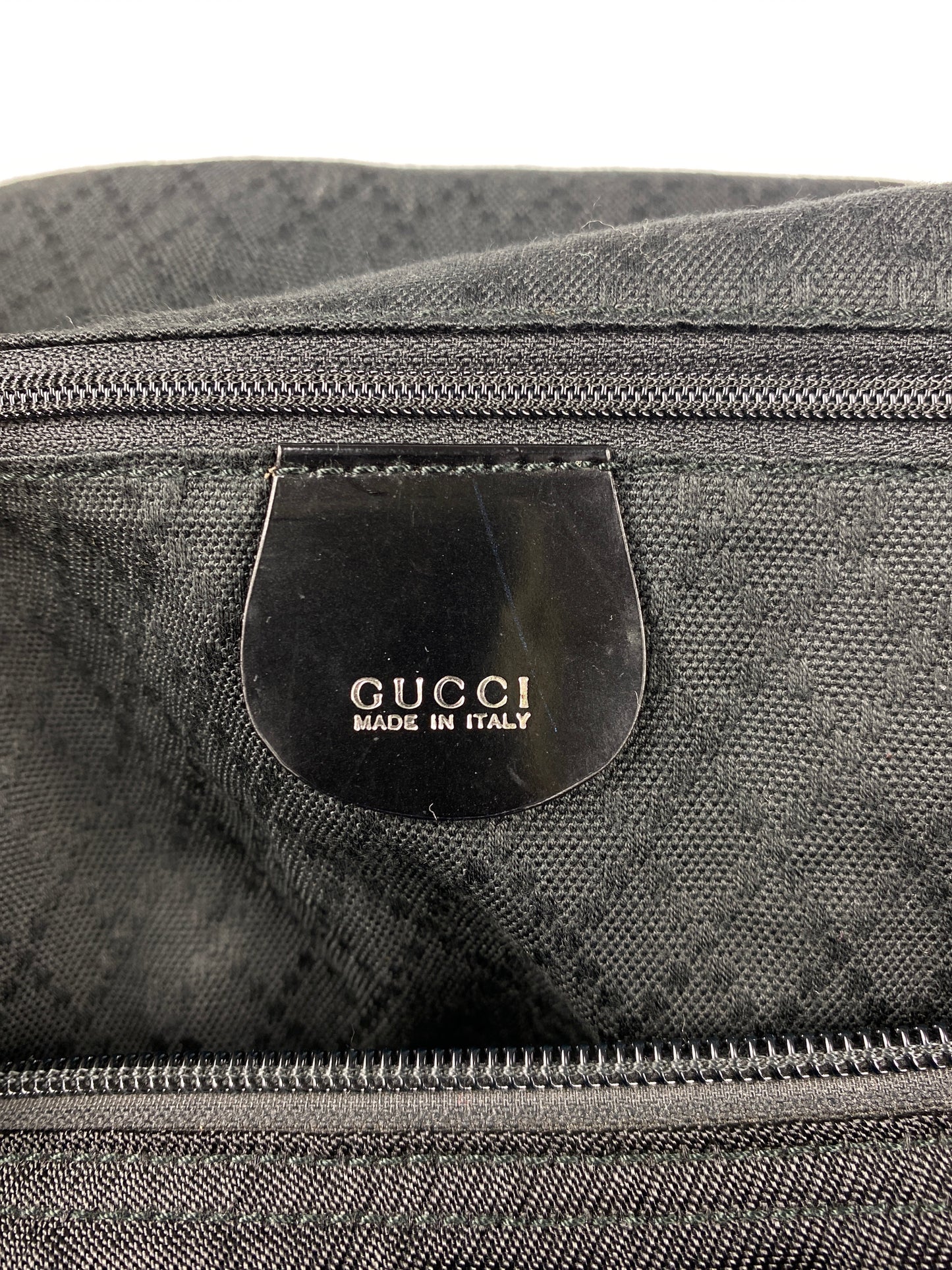 GUCCI - BLACK NYLON BAMBOO HANDLE LARGE TOTE BAG