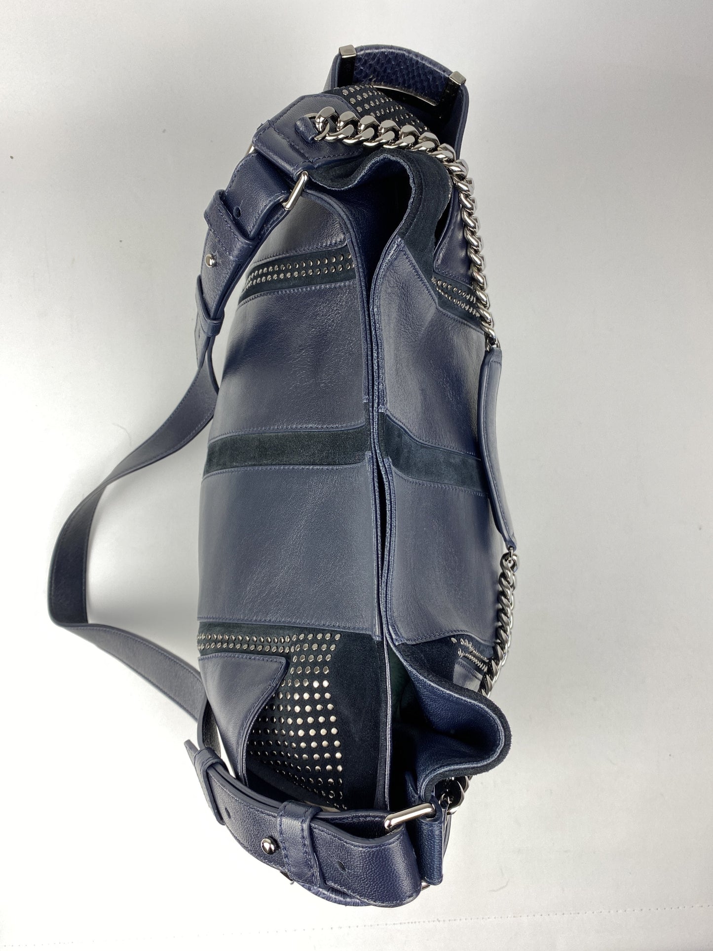 JIMMY CHOO - ANNA LARGE STUDDED HOBO IN INK
