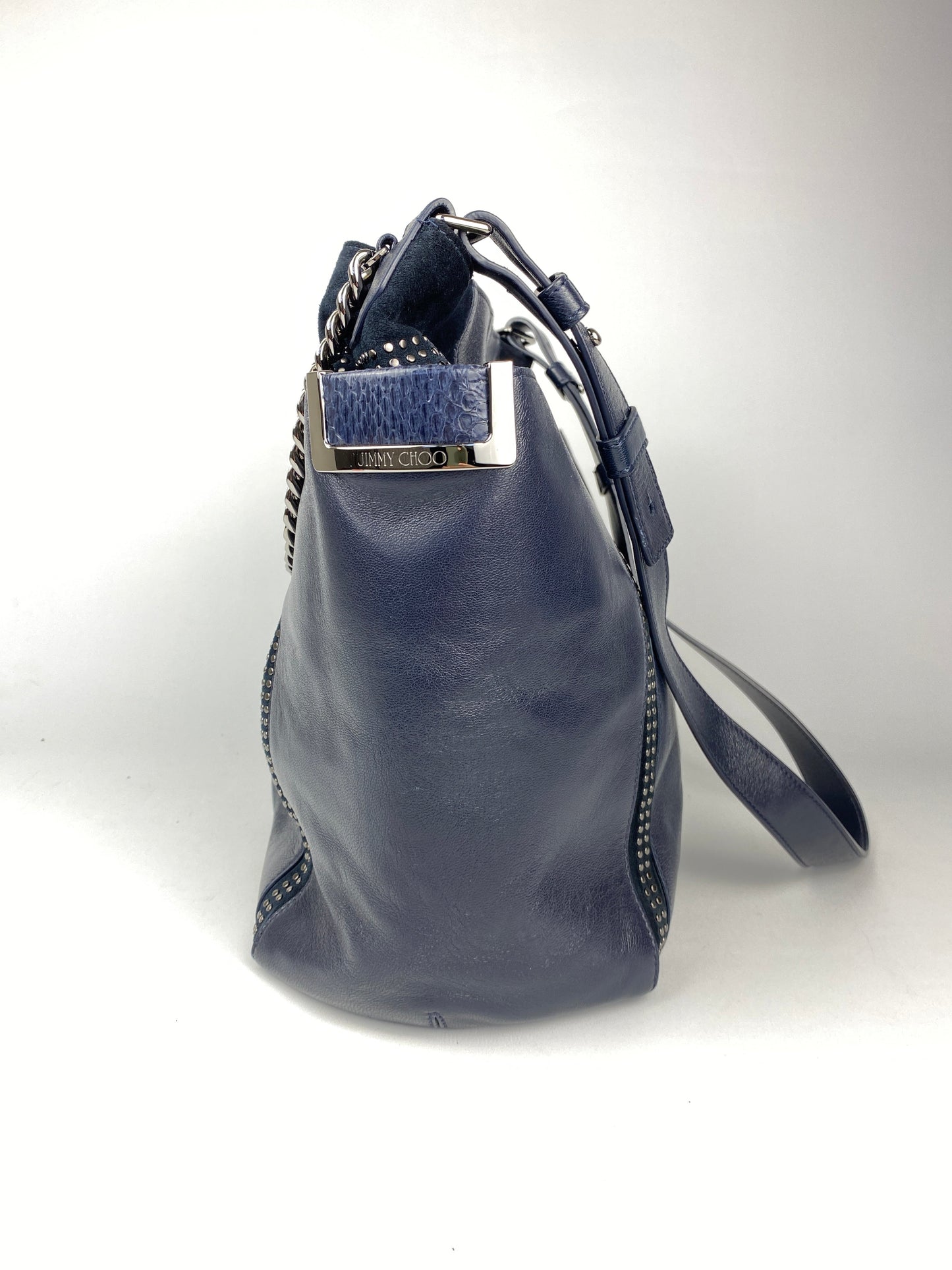 JIMMY CHOO - ANNA LARGE STUDDED HOBO IN INK