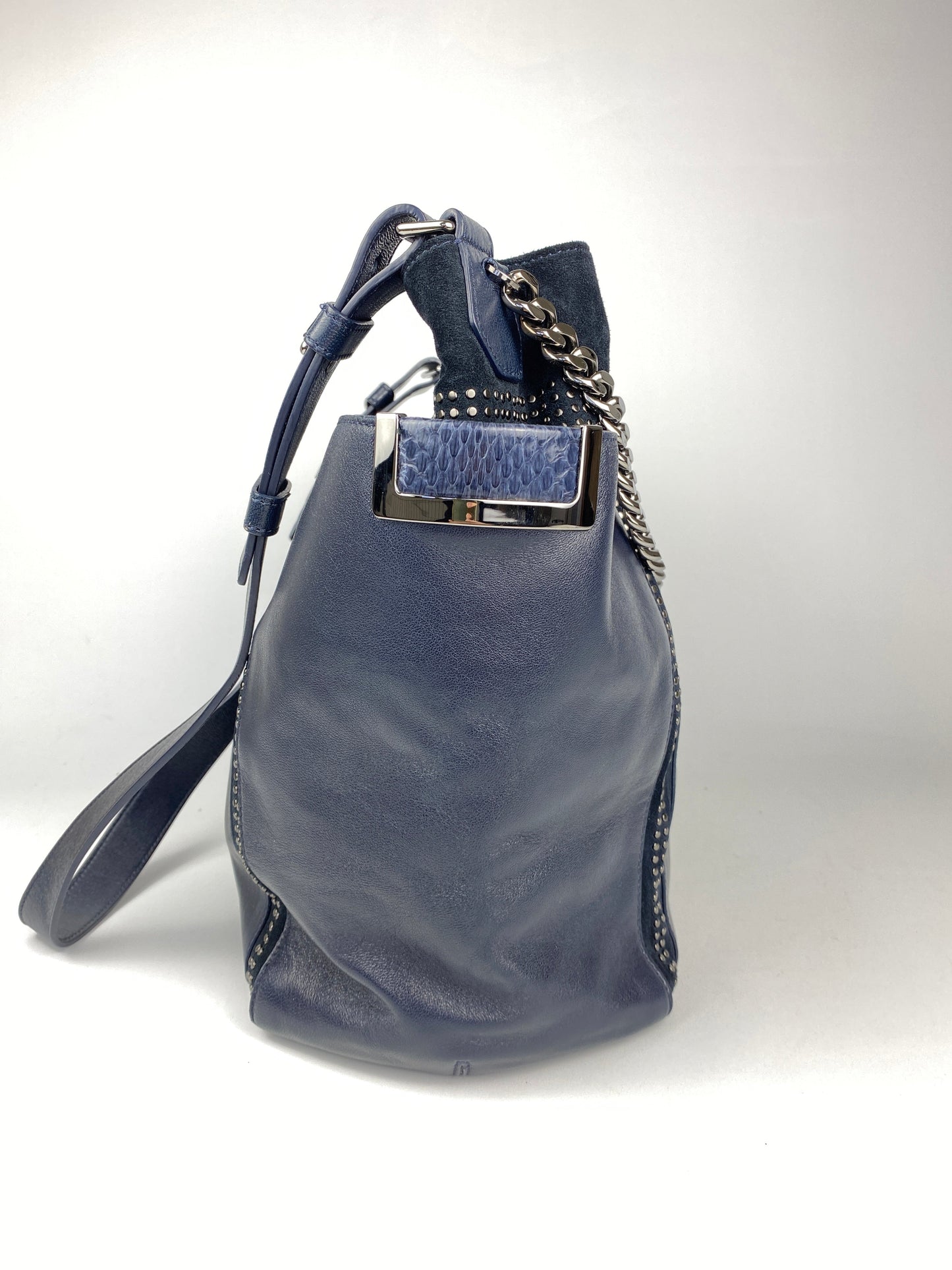 JIMMY CHOO - ANNA LARGE STUDDED HOBO IN INK
