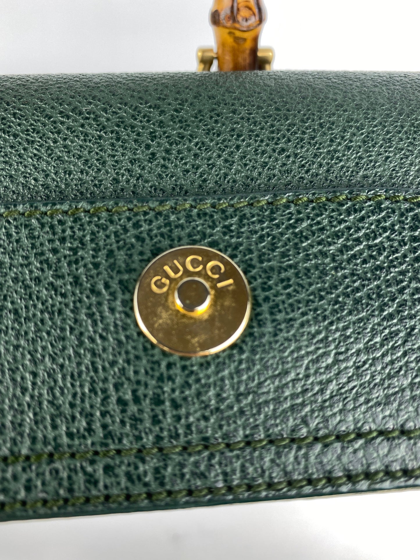 GUCCI - BAMBOO HANDLE 2 WAY BAG GREEN SUEDE LEATHER - VINTAGE