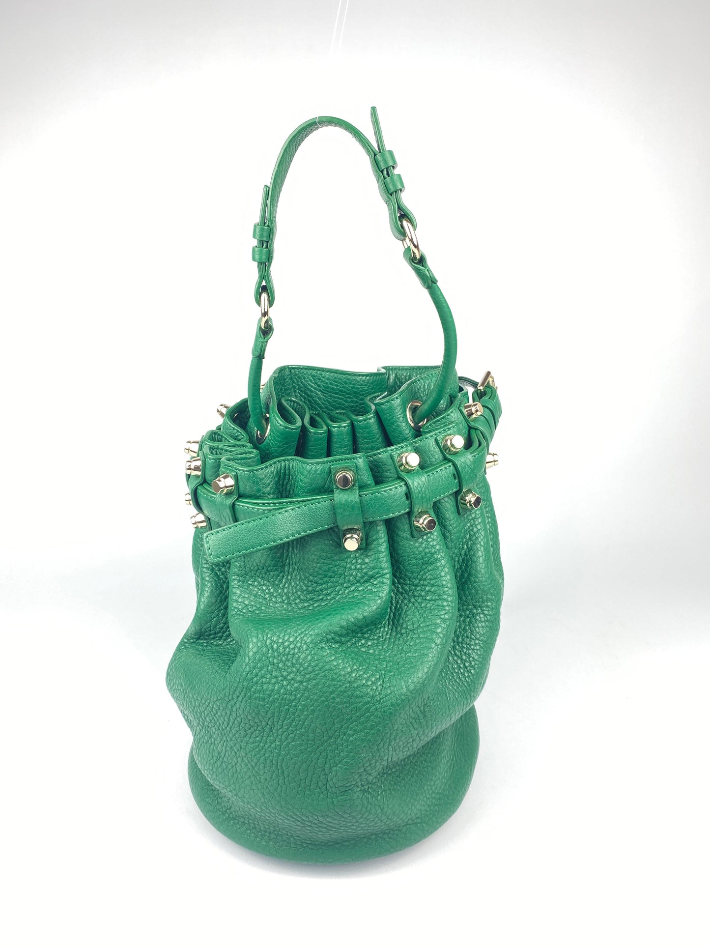 ALEXANDER WANG - DIEGO BUCKET BAG IN GREEN PEBBLED LEATHER