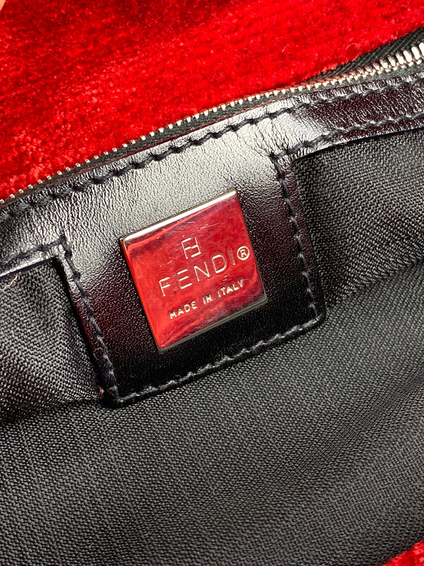 FENDI - RED VELOUR TOTE BAG - MADE IN ITALY VINTAGE