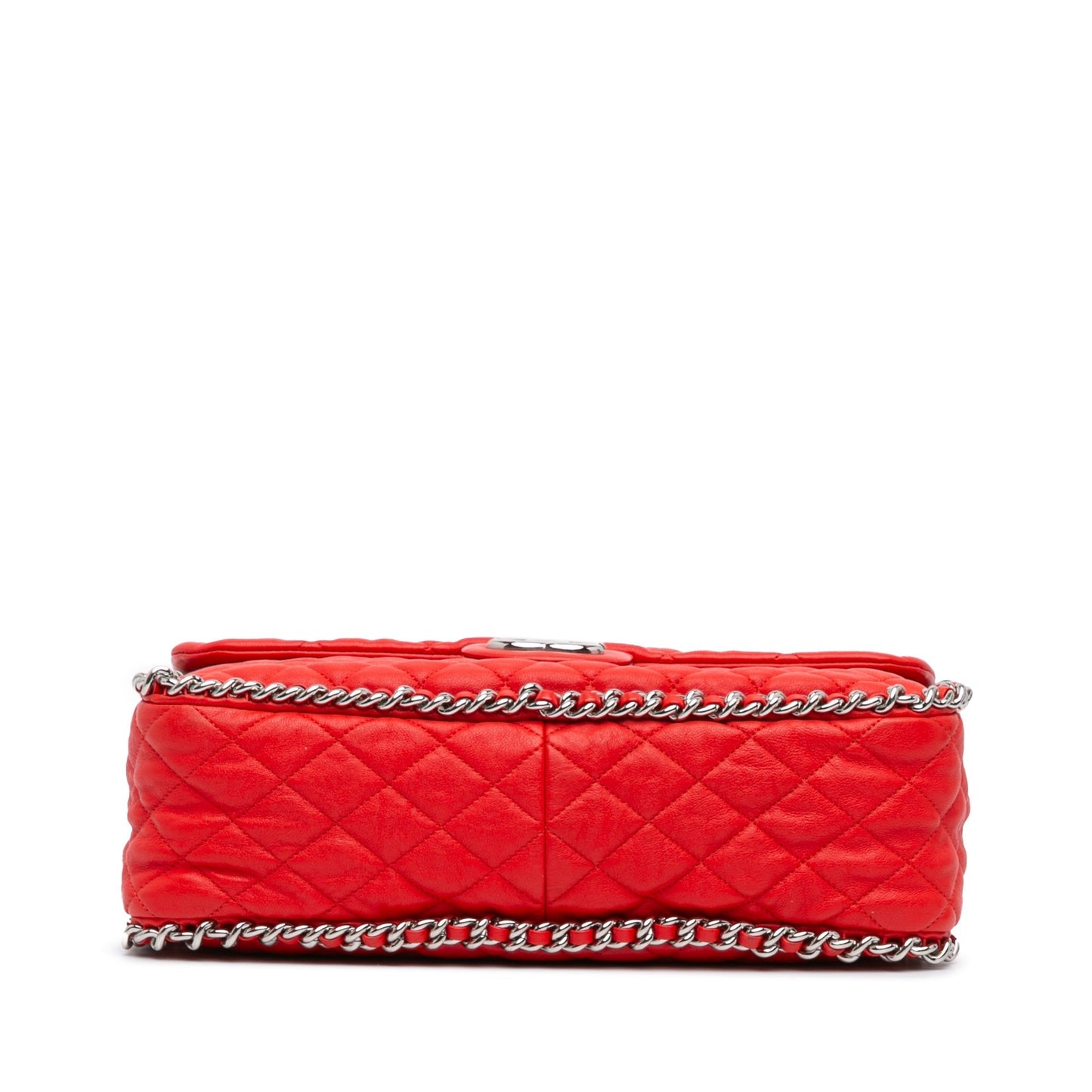 Red Chanel Maxi Washed Lambskin Chain Around Flap Shoulder Bag