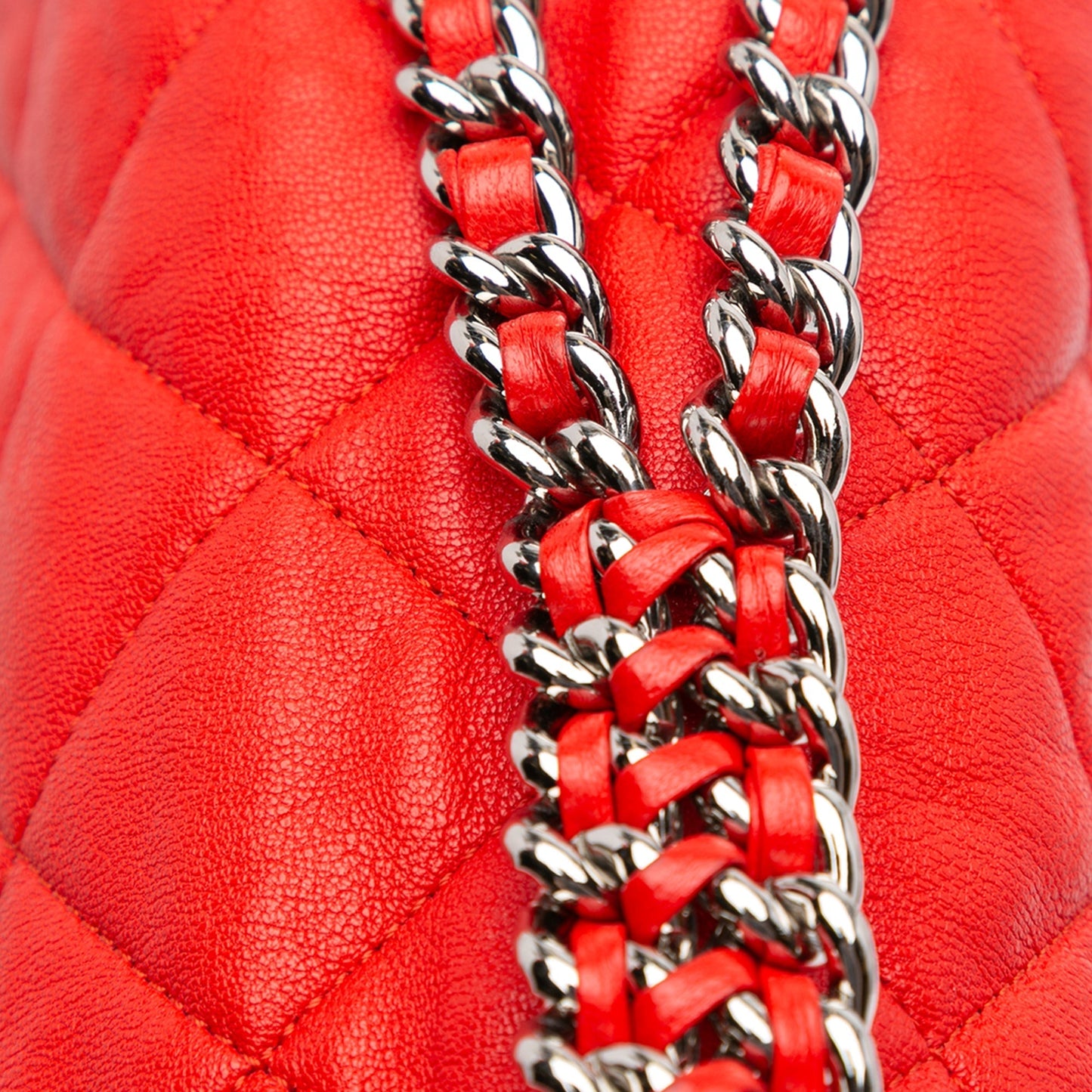Red Chanel Maxi Washed Lambskin Chain Around Flap Shoulder Bag