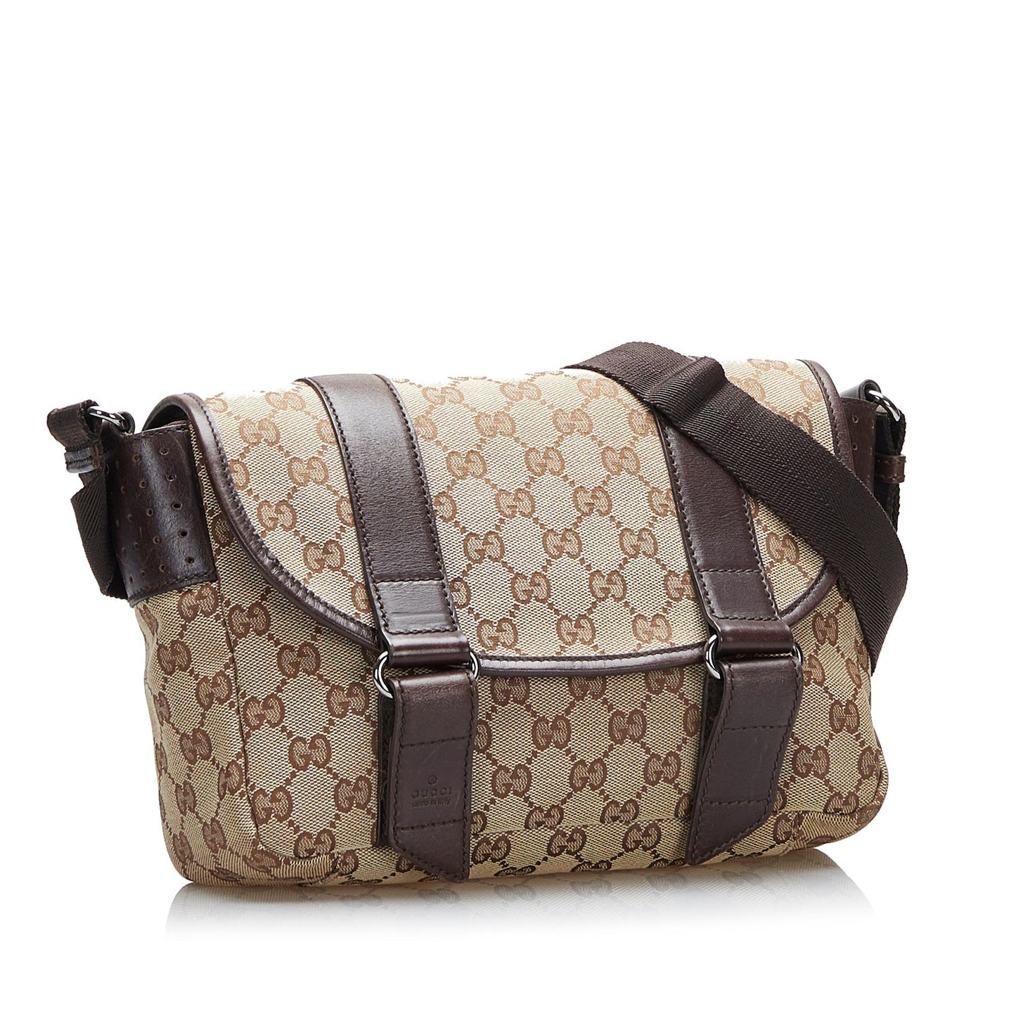 Gucci GG Canvas Belt Flap Messenger Crossbody Bag