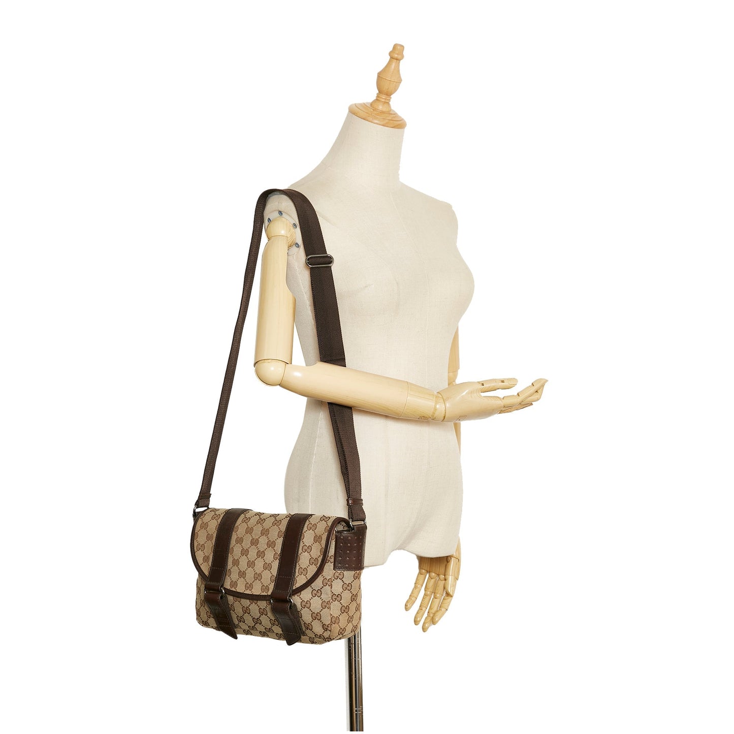 Gucci GG Canvas Belt Flap Messenger Crossbody Bag